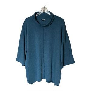 J. Jill PureJill Teal/Green/Blue Cowl Neck Poncho-Style Top with Pockets Size M
